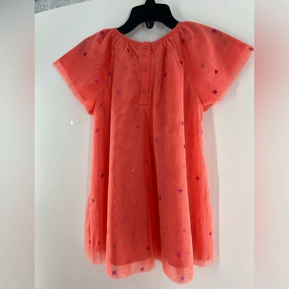 TUCKER & TATE TULLE CORAL STRAWBERRY SPARKLE STAR DRESS MADE IN INDIA